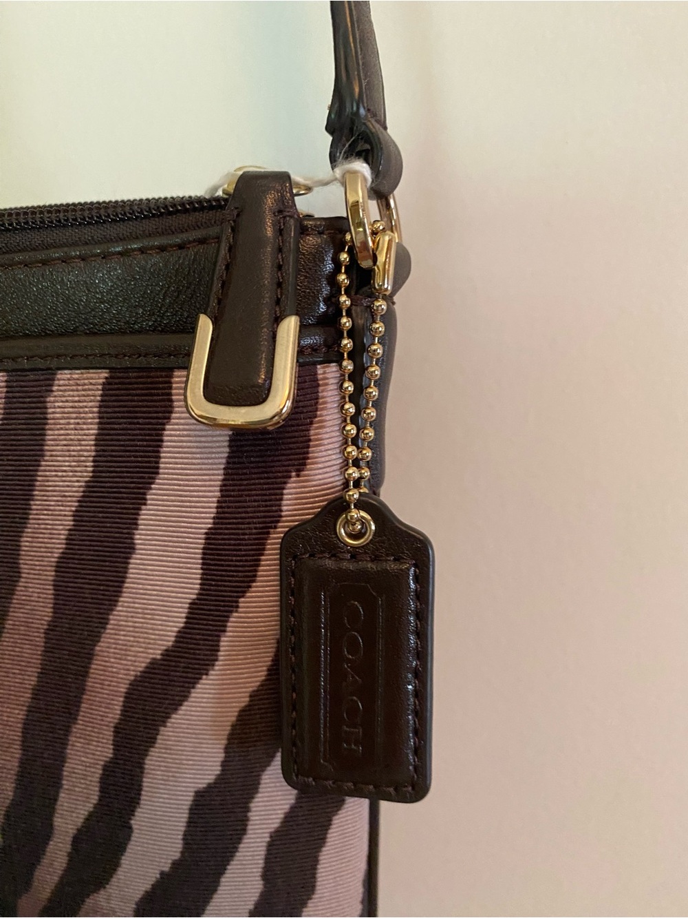 Coach Madison Swing Pack Brown and Black Zebra-Print Crossbody Bag - Picture 2 of 4